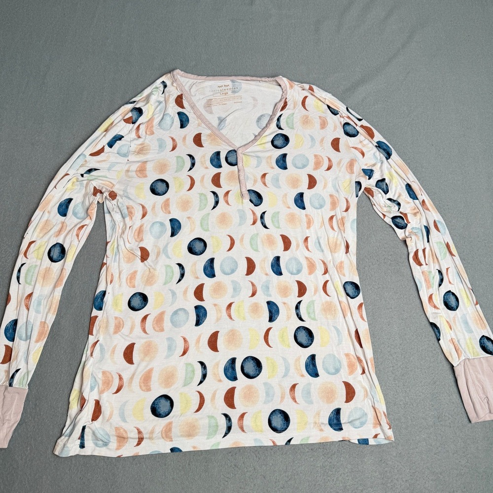 Little Sleepies Moon Phase Bamboo Viscose Henley Pajama Top Large Lunaluxe Pink